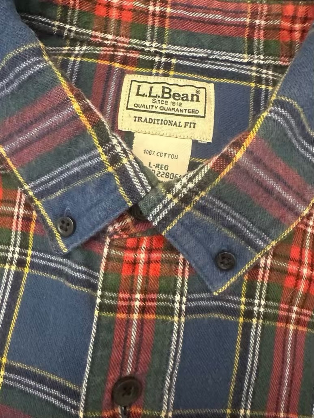 L.L. Bean Rugged Portuguese Cotton Scotch Plaid Flannel Shirt Men’s L